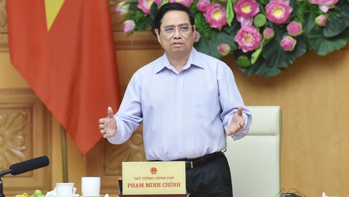 PM Pham Minh Chinh speaking at the working session (Photo: TRAN HAI)