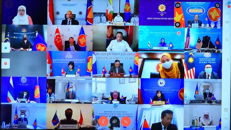 The virtual ASEAN Joint Consultative Meeting (Photo: MOFA)