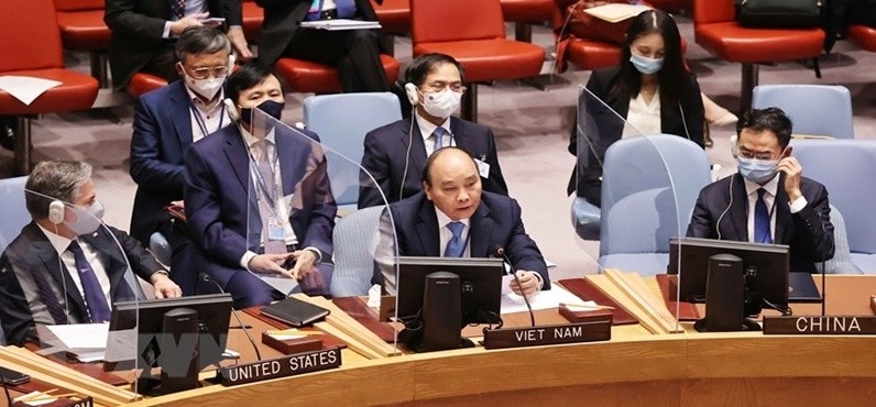 President Nguyen Xuan Phuc delivers a statement at the high-level open debate of the UNSC on Climate Security. (Photo: VNA)