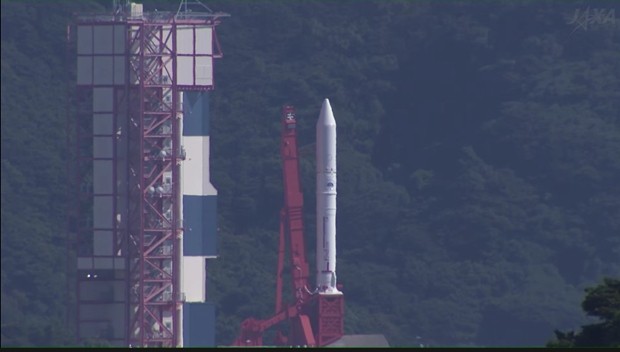 JAXA on October 1 suspends the launch of its fifth Epsilon rocket some 19 seconds before the scheduled liftoff. (Screen shot)