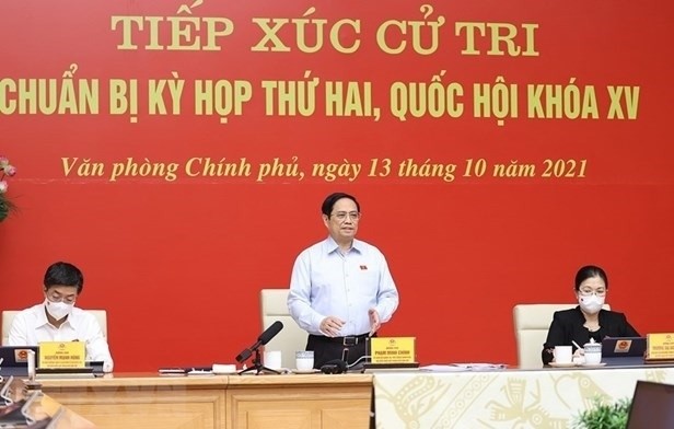 PM Pham Minh Chinh speaks at the meeting. (Photo: VNA)