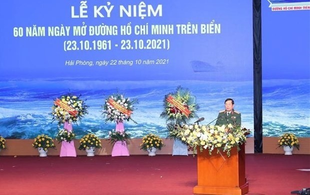A ceremony marking the 60th year since the opening of the Ho Chi Minh Trail at Sea takes place in the northern port city of Hai Phong on October 22. (Photo: VNA)