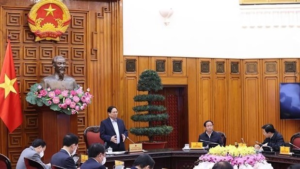 PM Pham Minh Chinh speaks at the meeting. (Photo: VNA)