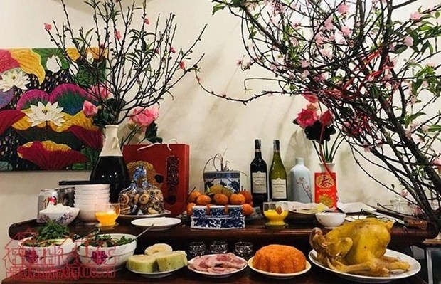 An offering trays for Lunar New Year's Eve (Photo: VNA)