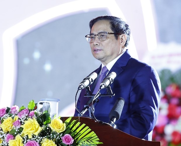 Prime Minister Pham Minh Chinh attends Gia Lai's 90th founding anniversary celebration ceremony in Pleiku City on May 21 evening. (Photo: VNA)