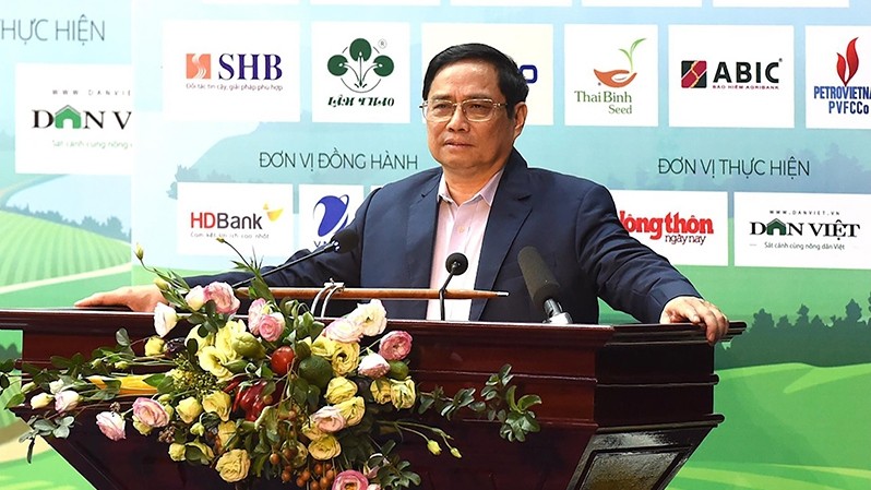 Prime Minister Pham Minh Chinh at the dialogue with farmers. (Photo: Tran Hai)