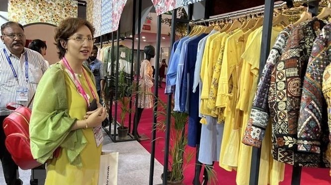 The Vietnamese booth at the India International Garment Fair 2022. (Photo: VNA)
