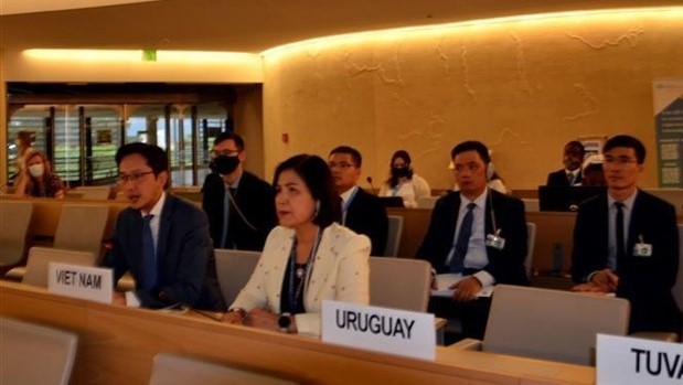 Do Hung Viet (front, left), Assistant to the Vietnamese Minister of Foreign Affairs, attends the 50th regular session of the UN Human Rights Council. (Photo: VNA)