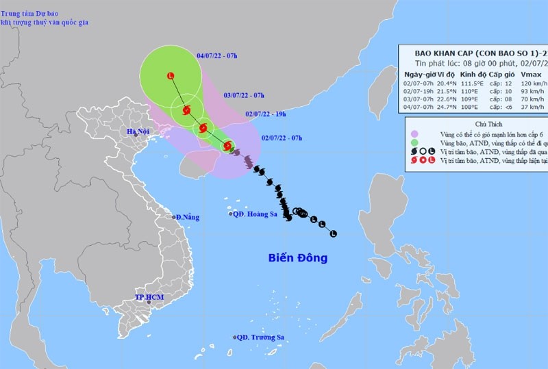 The projected path of storm Chaba (Photo: nchmf.gov.vn)
