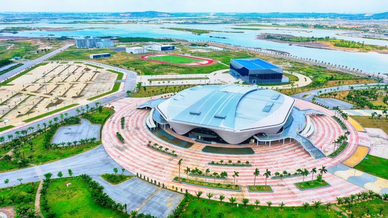 The 5,000-seat gymnasium in Dai Yen Ward, Ha Long City, Quang Ninh is expected to be the venue for the opening ceremony of the 9th National Sports Festival in 2022. (Photo: baoquangninh.com.vn)