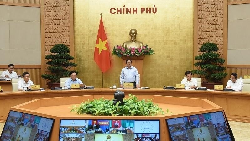 PM Pham Minh Chinh speaking at the Government meeting. (Photo: Tran Hai)