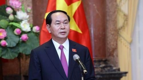 President Tran Dai Quang grants an interview to the media after being re-elected as President of Vietnam for the 2016-2021 tenure. (Credit: VNA)