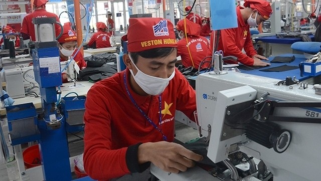 Workers are sewing jackets for export at Hung Ha Garment Co under Garment 10 Corporation (Photo: DANG ANH)