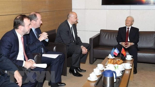 General Secretary Nguyen Phu Trong meets with leaders of Airbus.