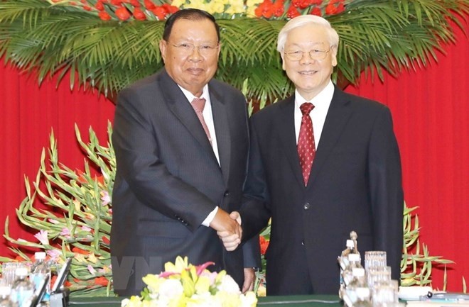 LPRP General Secretary and President of Laos Bounnhang Vorachith and CPV General Secretary Nguyen Phu Trong.