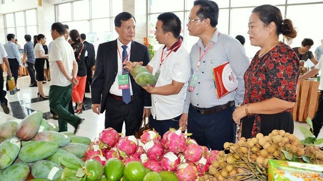 Visitors explore booths introducing Vietnamese agricultural products exported to the Chinese market. (Photo: NDO/Quoc Hong)