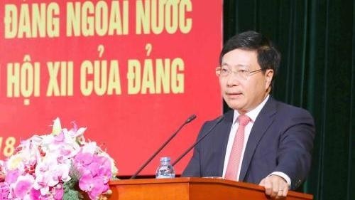 Politburo member, Deputy Prime Minister and Foreign Minister, Pham Binh Minh speaks at the conference. (Photo: VNA)