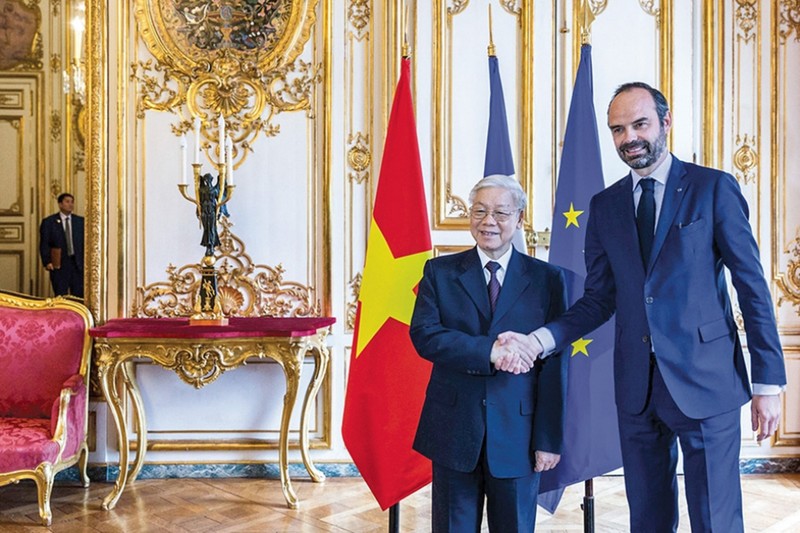 General Secretary Nguyen Phu Trong and French PM Edouard Philipe, March, 2018. (File photo: hanslucas.com).