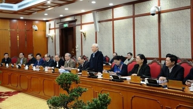The Politburo held a working session with the Standing Committee of Hai Phong municipal Party Committee on December 13. (Photo: NDO/Bac Van)