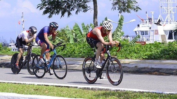 Athletes during the 90km ride competition.