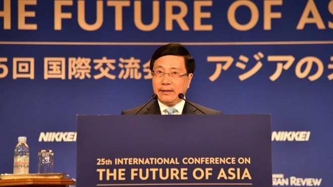 Deputy Prime Minister and Foreign Minister Pham Binh Minh speaks at the 25th International Conference on the Future of Asia (Source: VNA)