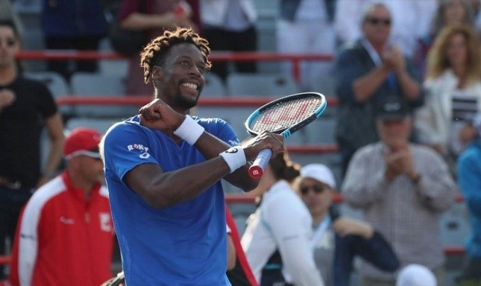 Aug 10, 2019; Montreal, Quebec, Canada; Gael Monfils of France celebrates his win after the match against Roberto Bautista of Spain (not pictured) during the Rogers Cup tennis tournament at Stade IGA. (Reuters)