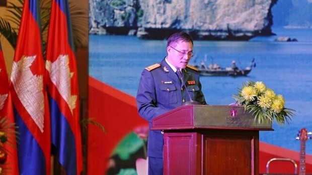 Head of the Vietnamese defence attaché office in Cambodia, Col. Nguyen Thanh Chinh, addresses the ceremony in Phnom Penh on December 16 (Photo: VNA)