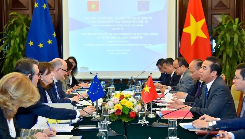 The meeting between Vietnamese and EU officials under the PCA (Photo: VNA)