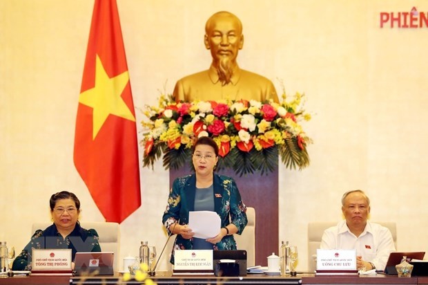 NA Chairwoman Nguyen Thi Kim Ngan delivers her opening remarks. (Photo: VNA)