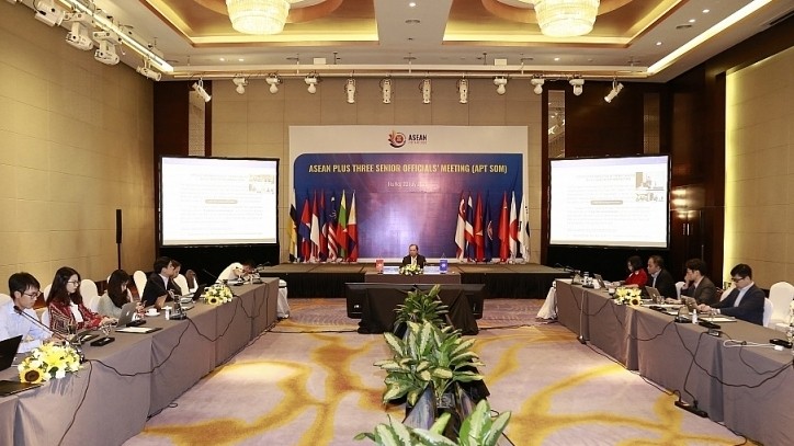 The online meeting of ASEAN+3 Senior Officials’ Meeting with China, Japan and the Republic of Korea (Photo: Bao Quoc te)