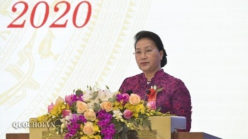 NA Chairwoman Nguyen Thi Kim Ngan speaks at the congress. (Photo: quochoi.vn)