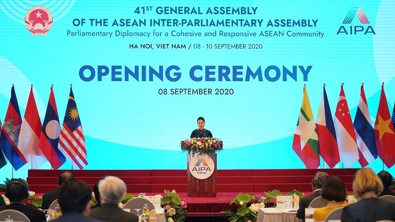 National Assembly Chairwoman Nguyen Thi Kim Ngan speaking at the opening ceremony of AIPA-41 in Hanoi on September 8 (Photo: VGP) 