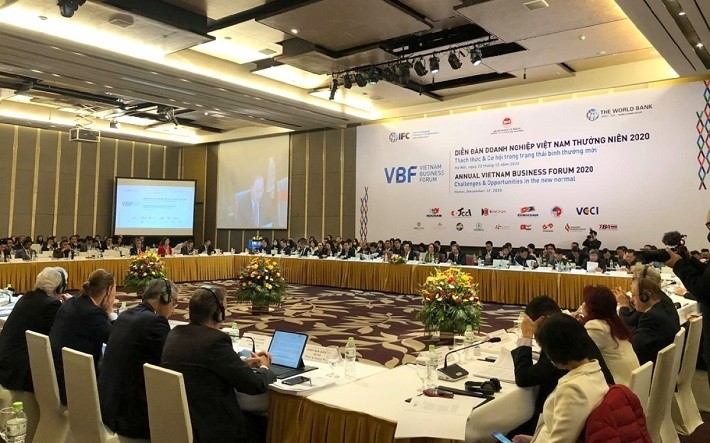 General view of the Annual Vietnam Business Forum 2020 in Hanoi on December 22.