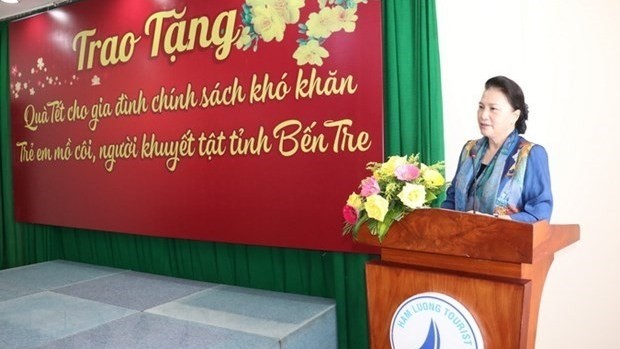 National Assembly Chairwoman Nguyen Thi Kim Ngan speaks at the ceremony in Ben Tre province. (Photo: VNA)