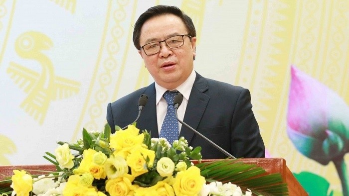 Chairman of the Party Central Committee’s Commission for External Relations, Hoang Binh Quan, speaks at the meeting in Hanoi on February 3, 2021. (Photo: baoquocte.vn)