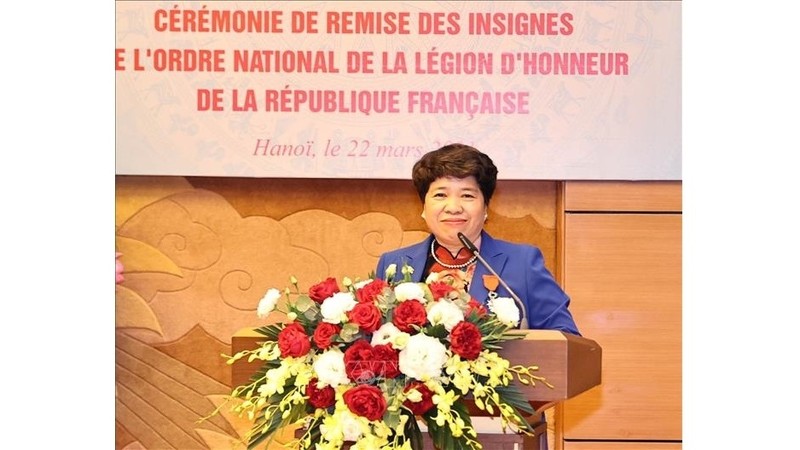 Chairwoman of the NA’s Committee of Social Affairs Nguyen Thuy Anh speaks at the event. (Photo: VNA)