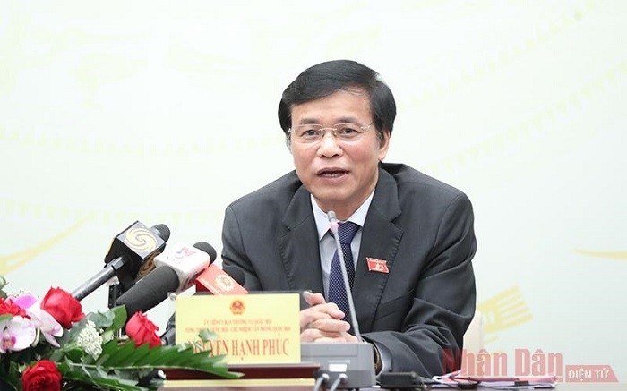 Secretary General of the National Assembly and Chairman of the National Assembly Office Nguyen Hanh Phuc speaks at the press conference. (Photo: NDO)